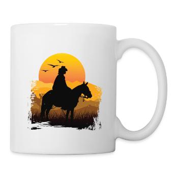 T-shirt vintage rétro équitation soleil - Mug blanc - blanc - Droite