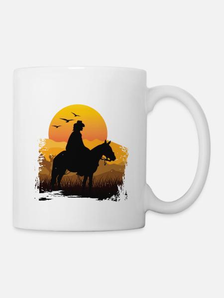 T-shirt vintage rétro équitation soleil - Mug blanc - blanc