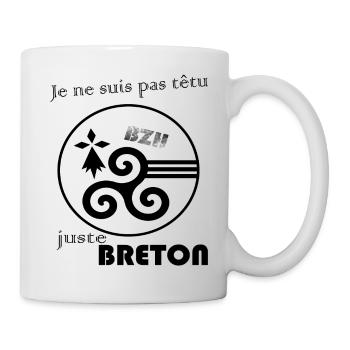 T.shirt Bretagne Je ne suis pas têtu juste breton - Mug blanc - blanc - Droite