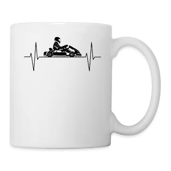 Cadeau de ligne de battement de coeur de course de kart kart kart - Mug blanc - blanc - Droite