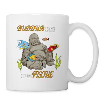 Buddha bei die Fische Plattdeutsch Spruch - Tasse - Weiß - Rechts