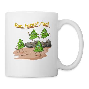 Forêt de sapins courir dans la forêt comme un jogger - Mug blanc - blanc - Droite