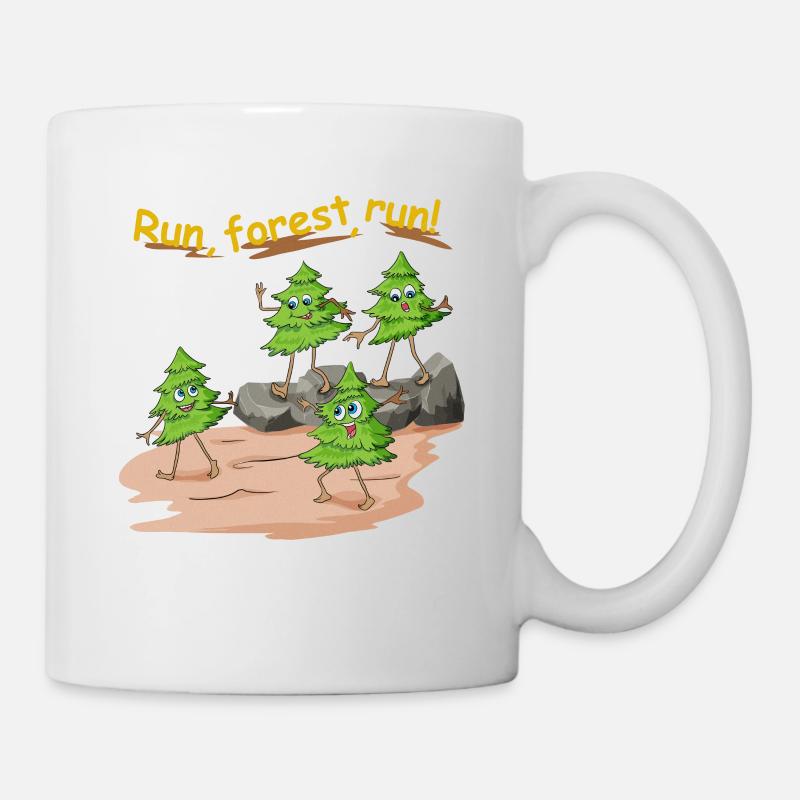 Forêt de sapins courir dans la forêt comme un jogger - Mug blanc - blanc