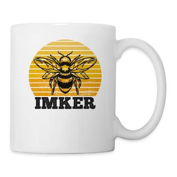 Imker Imkerei Symbol Logo Honigbiene Bienenzüchter - Tasse - Weiß - Rechts