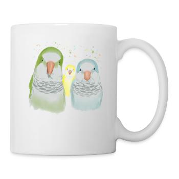 Famille de perruches moines - Mug blanc - blanc - Droite