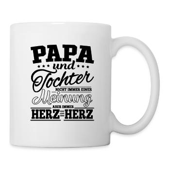 Vater und Tochter Partner Shirt Herz an Herz - Tasse - Weiß - Rechts