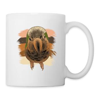 Neugieriger Retro Mönchssittich - Tasse - Weiß - Rechts