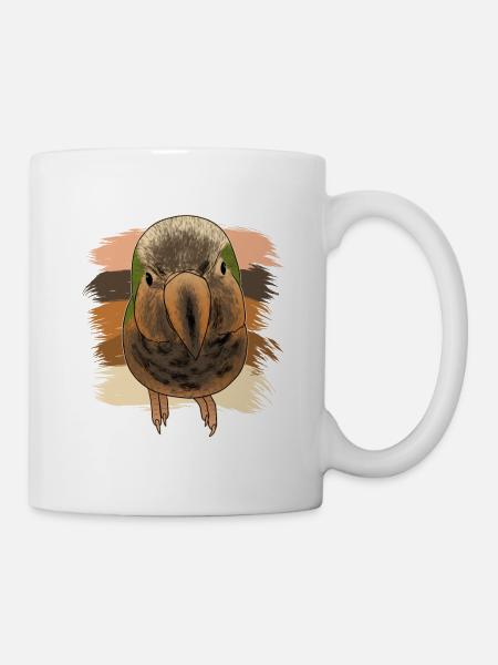 Neugieriger Retro Mönchssittich - Tasse - Weiß