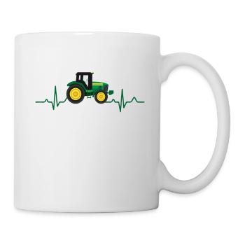 Traktor Herzschlag Bauer Trecker Landwirt Bauern - Tasse - Weiß - Rechts