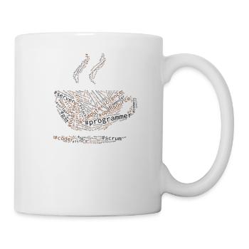 Hashtag Wordcloud Programmer, Coffee, Word Cloud - Tasse - Weiß - Rechts