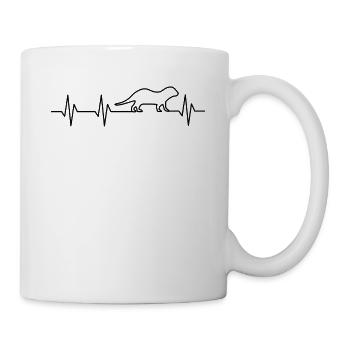 Fischotter Herzschlag Otter Heartbeat Geschenk - Tasse - Weiß - Rechts