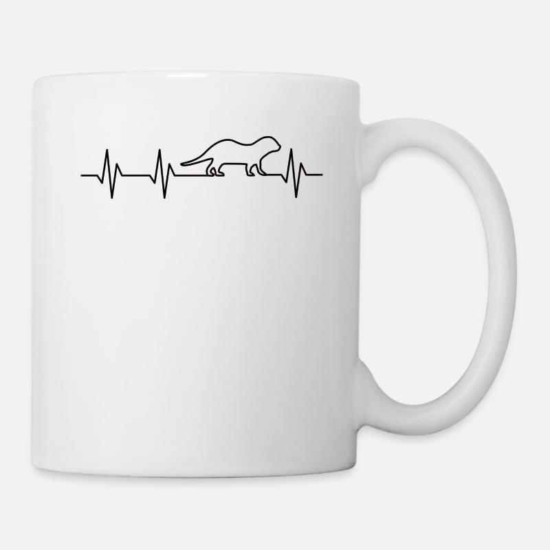 Fischotter Herzschlag Otter Heartbeat Geschenk - Tasse - Weiß