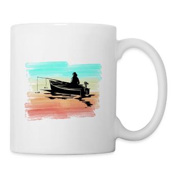 Angler in boat fishing fishing - Mug - white - Right