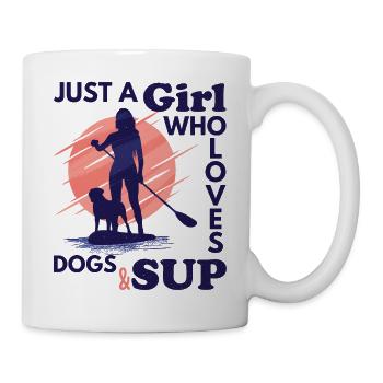 SUP stand up paddling dog Juste une fille qui aime - Mug blanc - blanc - Droite