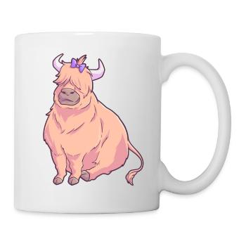 Schottisches Hochlandrind Kuh - Tasse - Weiß - Rechts
