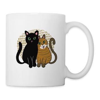 Zwei süße Katzen - Tasse - Weiß - Rechts