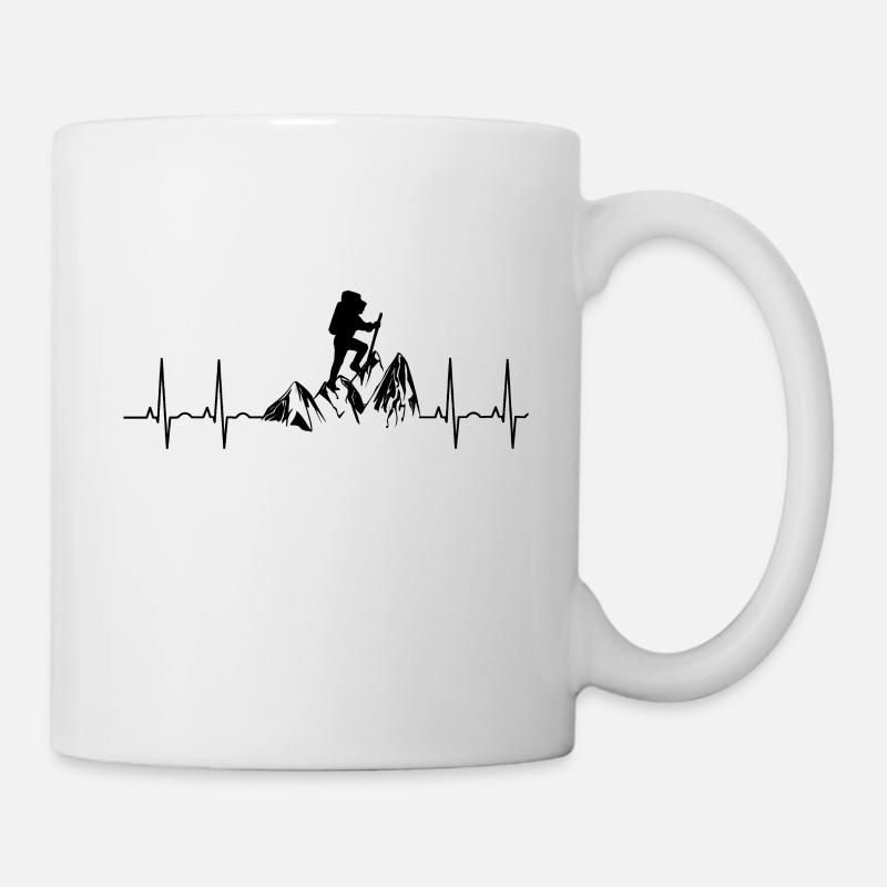 Heartbeat hikers hike mountains - Mug - white