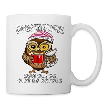 EULE MORGENMUFFEL ZUM GLÜCK GIBT ES KAFFEE - Tasse - Weiß - Rechts