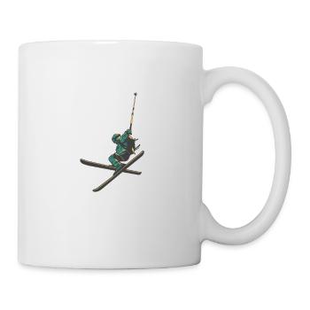 Zum Skifahren geboren zur Schule gezwungen Ski - Tasse - Weiß - Rechts