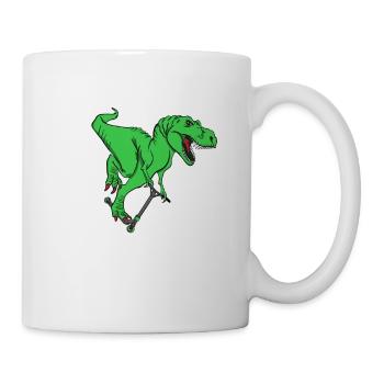 Grosser Giftgrüner T-Rex auf Trettroller Stunt - Tasse - Weiß - Rechts