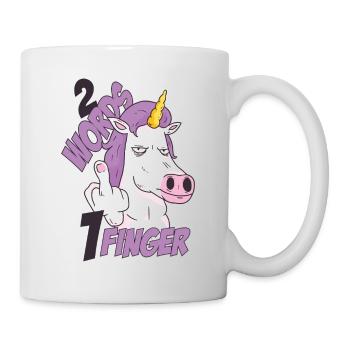 2 mots 1 doigt cheval - Licorne Baisez-vous - Mug blanc - blanc - Droite