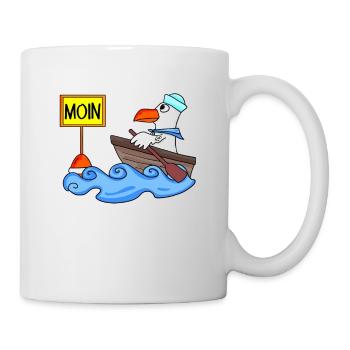 Moin Seemann Möwe Seemöwe Boot - Tasse - Weiß - Rechts