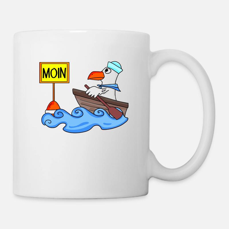 Moin Seemann Möwe Seemöwe Boot - Tasse - Weiß