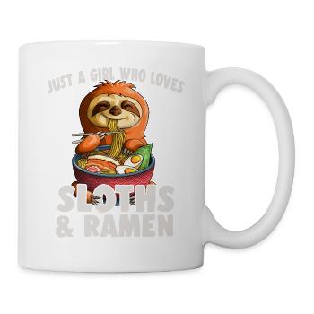 Nur ein Mädchen, das Faultier und Ramen Kawaii Faultier liebt - Tasse - Weiß - Rechts
