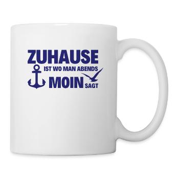 Zuhause Moin Nordsee Ostsee Hamburg Anker Möwe - Tasse - Weiß - Rechts