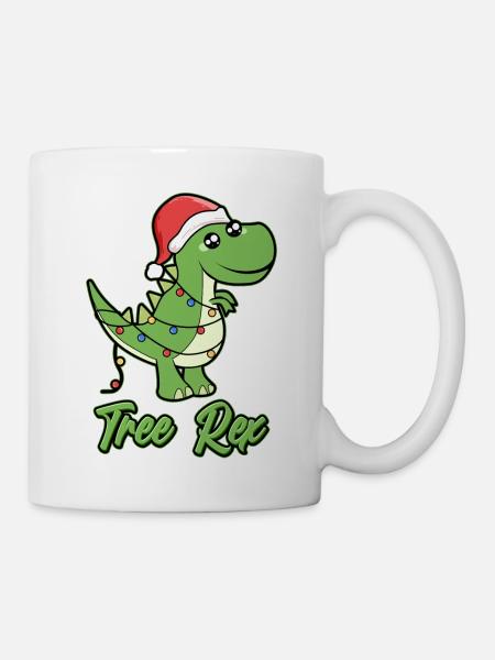 TreeRex Dinosaurier Witziges Weihnachts Outfit - Tasse - Weiß