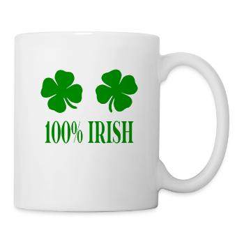 Kleeblatt 100% Irish St. Patricks Day Geschenkidee - Tasse - Weiß - Rechts