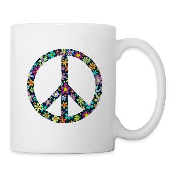 Signe de paix, fleurs, années 70, hippie, paix, - Mug blanc - blanc - Droite