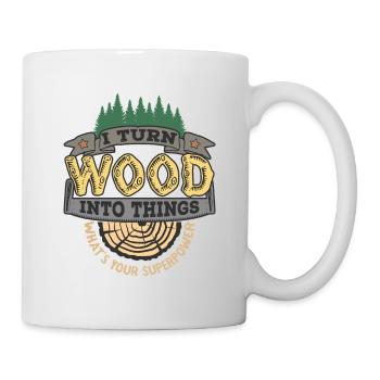 Je transforme le bois en choses ta superpuissance - Mug blanc - blanc - Droite