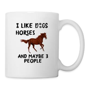 j'aime les chevaux, les chiens et peut-être 3 personnes - Mug blanc - blanc - Droite