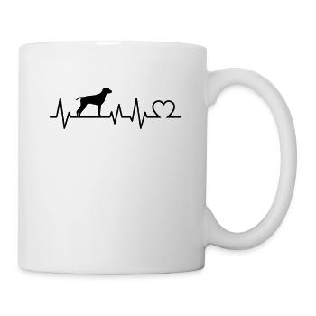 Deutsch Kurzhaar Herzschlag Vorstehhund Geschenk - Tasse - Weiß - Rechts