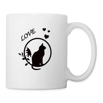 Cat Black Heart Flower - Mug - white - Right