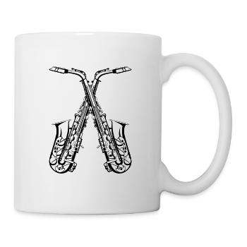 Gekreuzte Saxophone - Tasse - Weiß - Rechts