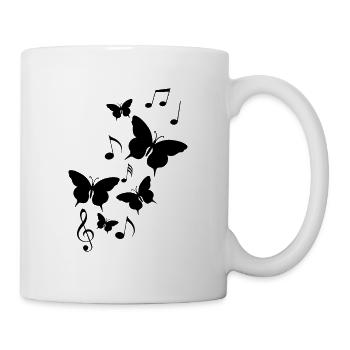 Schmetterlinge und Musiknoten - Tasse - Weiß - Rechts