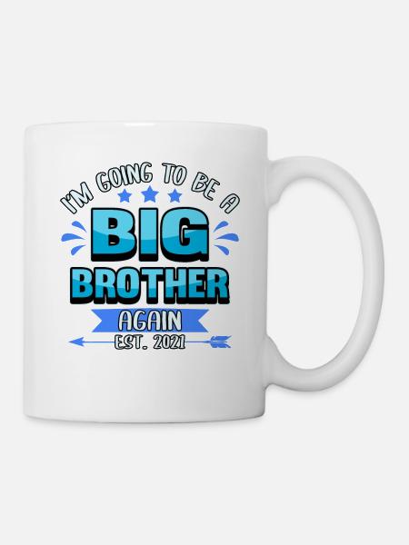 Großer Bruder 2021 Lustig Schwangerschaft Geschenk - Tasse - Weiß