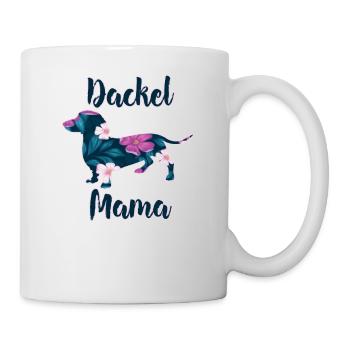 Dackel Mama Dackelhund Silhouette Retro Geschenk - Tasse - Weiß - Rechts