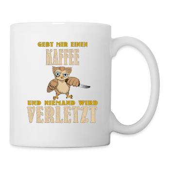 Eule Barista Lebensretter Kaffee Coffee Cappuccino - Tasse - Weiß - Rechts