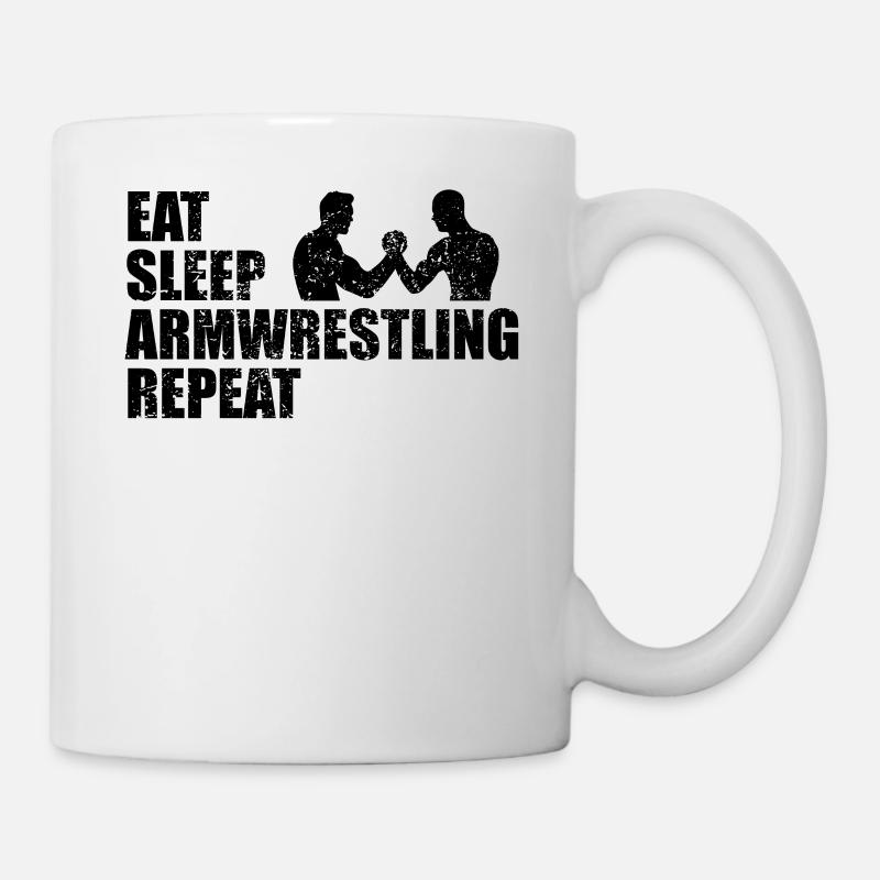 Armwrestling bras de fer disant cadeau de musculation - Mug blanc - blanc