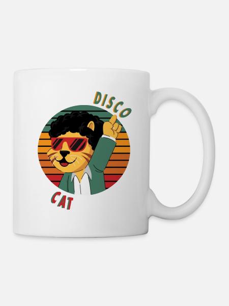 Disco Cat va sur les pistes - Mug blanc - blanc