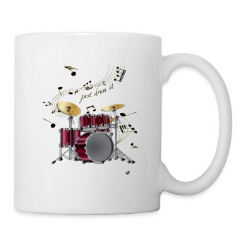 Drums illustration with inscription Just drum it - Mug - white - Right