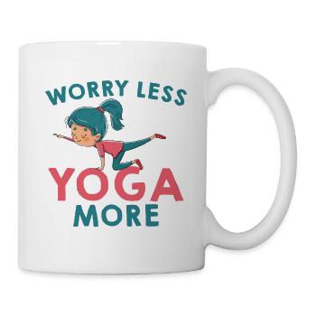 Yoga relieves worries saying - Mug - white - Right