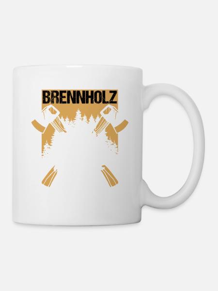 Brennholz Verleih Holzfäller Kettensäge Axt Forst - Tasse - Weiß