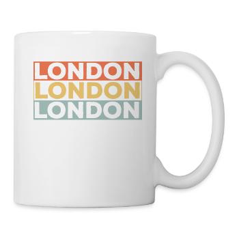 Vintage London Souvenir - Retro Streifen London - Tasse - Weiß - Rechts