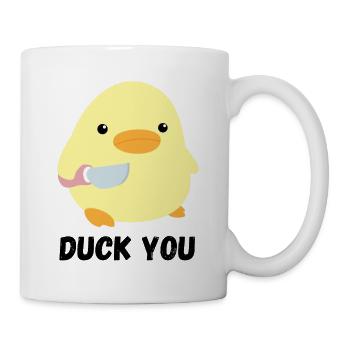 Duck you cute duck with knife meme chicken gift - Mug - white - Right
