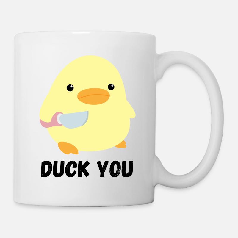Duck you cute duck with knife meme chicken gift - Mug - white