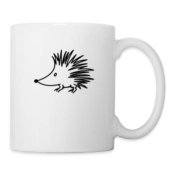 Igel Line Art Strichzeichnung - süße Geschenk Idee - Tasse - Weiß - Rechts